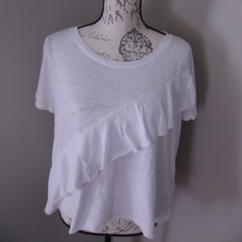 Hollister White Ruffle T-Shirt NWT LARGE
